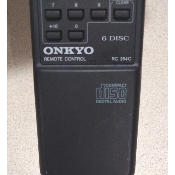 ONKYO RC-264C 6-Disc CD Audio Remote Control OEM - W/ Bat Cover Tested & Works! - Picture 2 of 4